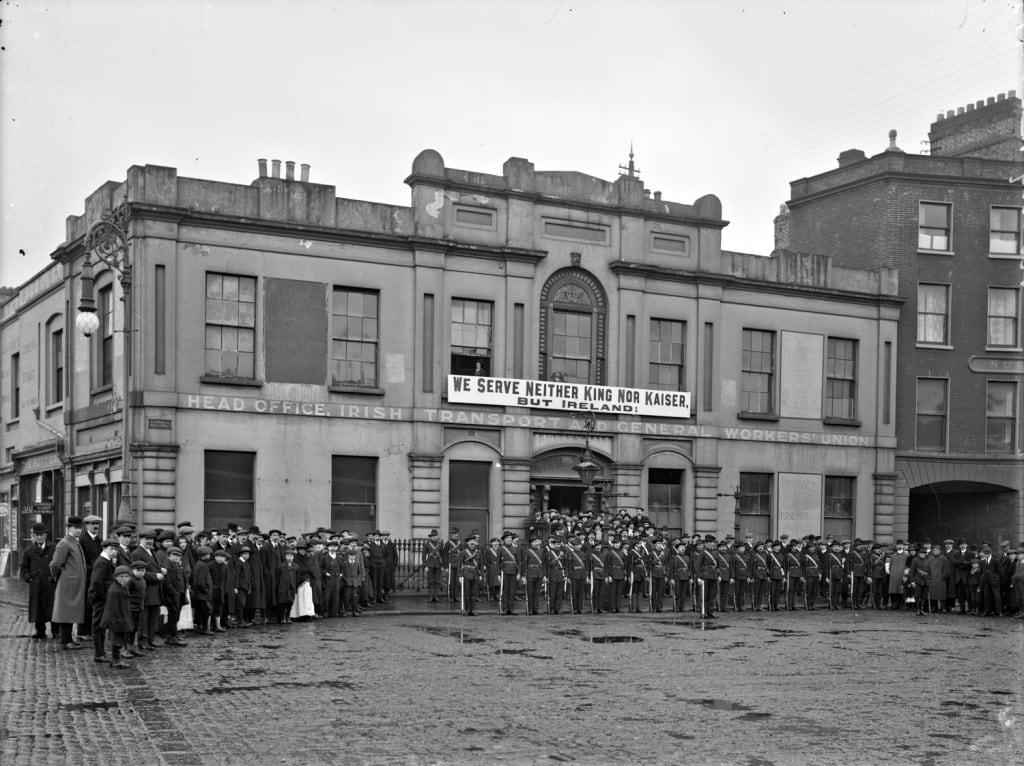 Members of the Irish Citizen Army outside Liberty Hall in Dublin city